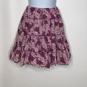 Pink Chicken girls purple floral tiered shiny disk skirt Sz 6